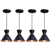 Kit 5 Pendente Lustre Luminária Berlin 23cm Preto Kit 5 Pendente Lustre Luminária Berlin 23cm Preto