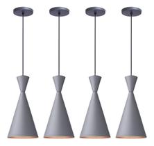 Kit 5 Pendente Lustre Luminária Canadá Cinza