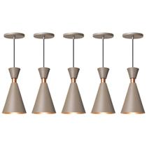 Kit 5 Pendente Lustre Luminária Mini Pequim 24cm Fendi