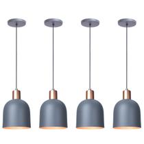Kit 5 Pendente Lustre Luminária Open Cinza