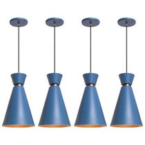 Kit 5 Pendente Lustre Luminária Pequim 30cm Azul