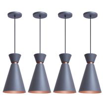 Kit 5 Pendente Lustre Luminária Pequim 30cm Cinza