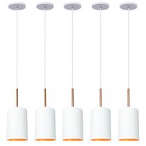 Kit 5 Pendente Lustre Luminária Veneza Branco