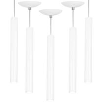 Kit 5 Pendente Tubo Cilindro Branco 40Cm + Led 6k