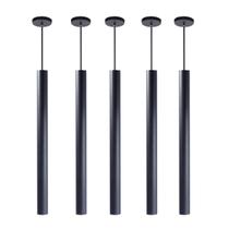 Kit 5 Pendente Tubo Preto 50cm Canopla 6cm