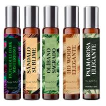 Kit 5 Perfumes Femininos Amadeirados 10ml Spray Col Botânica Kit 5 Perfumes Femininos Amadeirados 10ml Spray Col Botânica
