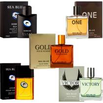 Kit 5 Perfumes Importados Masculinos Sea Blue