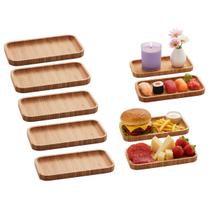 Kit 5 Petisqueira Bandejas Bambu 20x10 Cozinha Decoração Kit 5 Petisqueira Bandejas Bambu 20x10 Cozinha Decoração