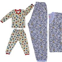 Kit 5 Pijama Masculino De Frio Menino Infantil Juvenil Manga Longa 6 8 Anos - Empório da Roupa