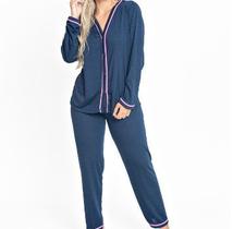 Kit 5 Pijamas Blogueira Vekyo Longo Aberto Botões Joyce