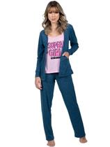 Kit 5 Pijamas Feminino Moletom Calça Regata e Casaco Inverno