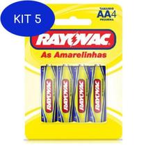 Kit 5 Pilha Rayovac Amarelinha Pequeno Aa Com 4