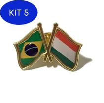 Kit 5 Pin Da Bandeira Do Brasil X Hungria