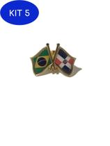Kit 5 Pin Da Bandeira Do Brasil X República Dominicana - Mundo Das Bandeiras