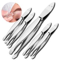 KIT 5 Pinça Ponta Reta para Sobrancelha Depilatoria Pelos