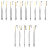 Kit 5 Pinças Ponta Fina 2321 + 10 Pinças 2311 Chafradas