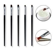 Kit 5 Pincéis Cerdas Retas para Modelagem Alongamento Unhas