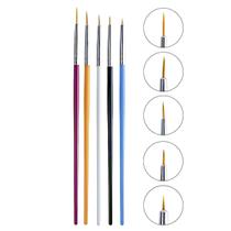 Kit 5 Pincéis Coloridos Ponta Fina Nail Art Make Delineado Multiuso Beleza Maquiagem Unhas Manicure Olhos Makeup