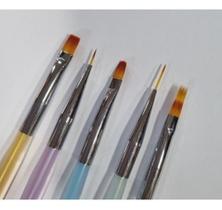 Kit 5 Pincéis Decoração De Unhas Nail Art Cabo Cores Pastéis Kit 5 Pincéis Decoração De Unhas Nail Art Cabo Cores Pastéis