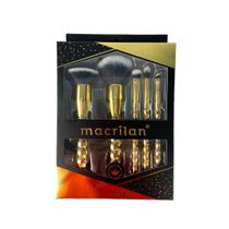 Kit 5 Pincéis Macrilan Maquiagem Pincel Precious Gold