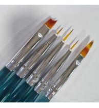 Kit 5 Pincéis P/ Decoração De Unhas Cabo Azul Kit 5 Pincéis P/ Decoração De Unhas Cabo Azul