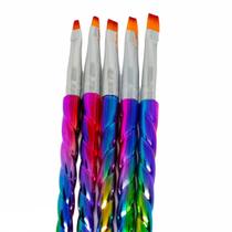 Kit 5 Pincéis Para Alongamento De Unhas Espiral Furta-cor Kit 5 Pincéis Para Alongamento De Unhas Espiral Furta-cor