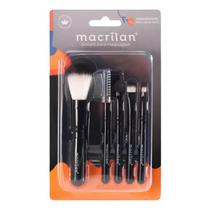 Kit 5 Pincéis Para Maquiagem Macrilan Preto Kp5-18 Preto Kit 5 Pincéis Para Maquiagem Macrilan Preto Kp5-18 Preto