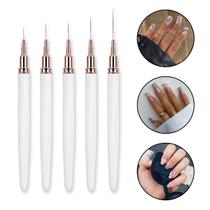 Kit 5 Pincéis Ponta Ultra Fina com Tampa Nail Art Decoração Kit 5 Pincéis Ponta Ultra Fina com Tampa Nail Art Decoração