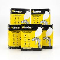 Kit 5 Pistolas Pintura HVLP Gravidade 3 Bicos Titanium Kit 5 Pistolas Pintura HVLP Gravidade 3 Bicos Titanium