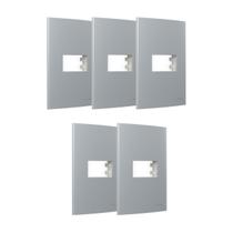 Kit 5 Placa 4x2 1 Posto Cinza com Suporte Sleek Margirius