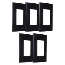 Kit 5 Placa 4x2 3 Postos Horizontal Ebony Sleek Margirius 15913 Kit 5 Placa 4x2 3 Postos Horizontal Ebony Sleek Margirius 15913