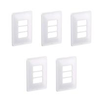 Kit 5 Placa 4X2 P/ 3 Mód Branco C Suporte Zeffia Pial 680183