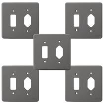 Kit 5 Placa 4x4 Cinza 1 Tecla + 1 Tomada Silentoque 54394