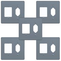Kit 5 Placa 4x4 Cinza 1 Tomada hexagonal + 3 Teclas Pial