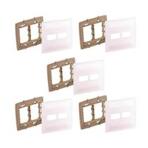 Kit 5 Placa 4X4 P/ 2 Mod Branco C Suporte Zeffia Pial 680174