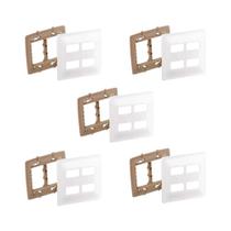 Kit 5 Placa 4X4 P/ 4 Mód Branco Zeffia C Suporte Pial 680175
