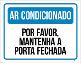 Kit 5 Placa Ar Condicionado Mantenha Porta Fechada Azul36X46 Kit 5 Placa Ar Condicionado Mantenha Porta Fechada Azul36X46