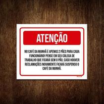 Kit 5 Placa Atenção Café Da Manha Apenas 2 Pães Cada