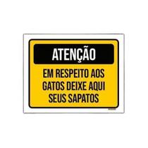 Kit 5 Placa Atenção Em Respeito Gatos Deixe Sapatos Aqui