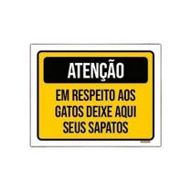 Kit 5 Placa Atenção Em Respeito Gatos Deixe Sapatos Aqui