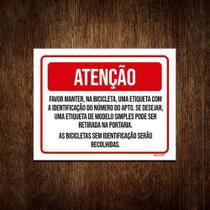 Kit 5 Placa Atenção Favor Manter Bicileta Etiquetada