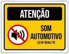 Kit 5 Placa Atenção Som Automotivo Lei Amarela