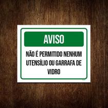 Kit 5 Placa Aviso Não Permitido Nenhum Utensílio Vidro