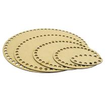 Kit 5 Placa Base Oval Cesto Fio de Malha Croche Mdf Madeira