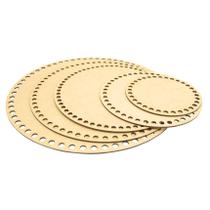 Kit 5 Placa Base Redonda Cesto Fio de Malha Croche Mdf Madeira Kit 5 Placa Base Redonda Cesto Fio de Malha Croche Mdf Madeira