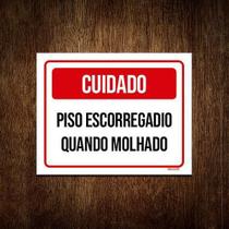 Kit 5 Placa Cuidado Piso Escorregadio Quando Molhado