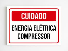 kit 5 Placa de aviso cuidado energia elétrica compressor