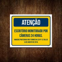 Kit 5 Placa Escritório Monitorada Câmeras 24 Horas