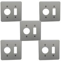 Kit 5 Placa Espelho 4x4 Cinza 1 Posto Redondo + 1 Tecla Kit 5 Placa Espelho 4x4 Cinza 1 Posto Redondo + 1 Tecla