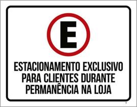 Kit 5 Placa Estacionamento Exclusivo Clientes Loja Hor36X46